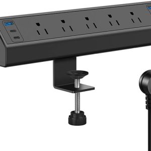 40W Fast Charging Station, Desk Clamp Power Strip with 4 PD USB-C Ports, 5 AC Outlets and 6ft Cord, Fits 1.6" Tabletop Edge