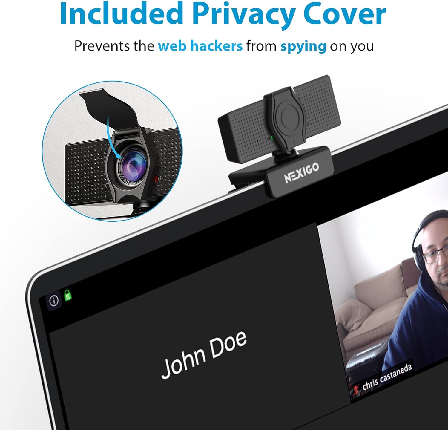 NexiGo N60 1080P Webcam with Microphone, Adjustable FOV, Zoom, Software Control & Privacy Cover, USB HD Computer Web Camera, Plug and Play, for Zoom/Skype/Teams, Conferencing and Video Calling - Image 3