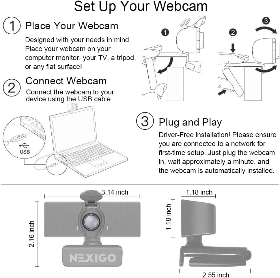 NexiGo N60 1080P Webcam with Microphone, Adjustable FOV, Zoom, Software Control & Privacy Cover, USB HD Computer Web Camera, Plug and Play, for Zoom/Skype/Teams, Conferencing and Video Calling - Image 6