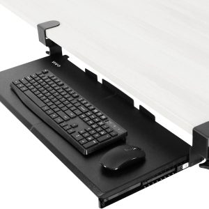 Large Keyboard Tray Under Desk Pull Out with Extra Sturdy C Clamp Mount System, 27 (33 Including Clamps) x 11 Inch Slide-Out Platform Computer Drawer for Typing, Black, MOUNT-KB05E